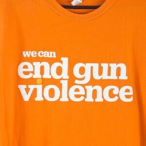Royal Apparel L "We Can End Gun Violence" Graphic Tee Orange Short Sleeve USA